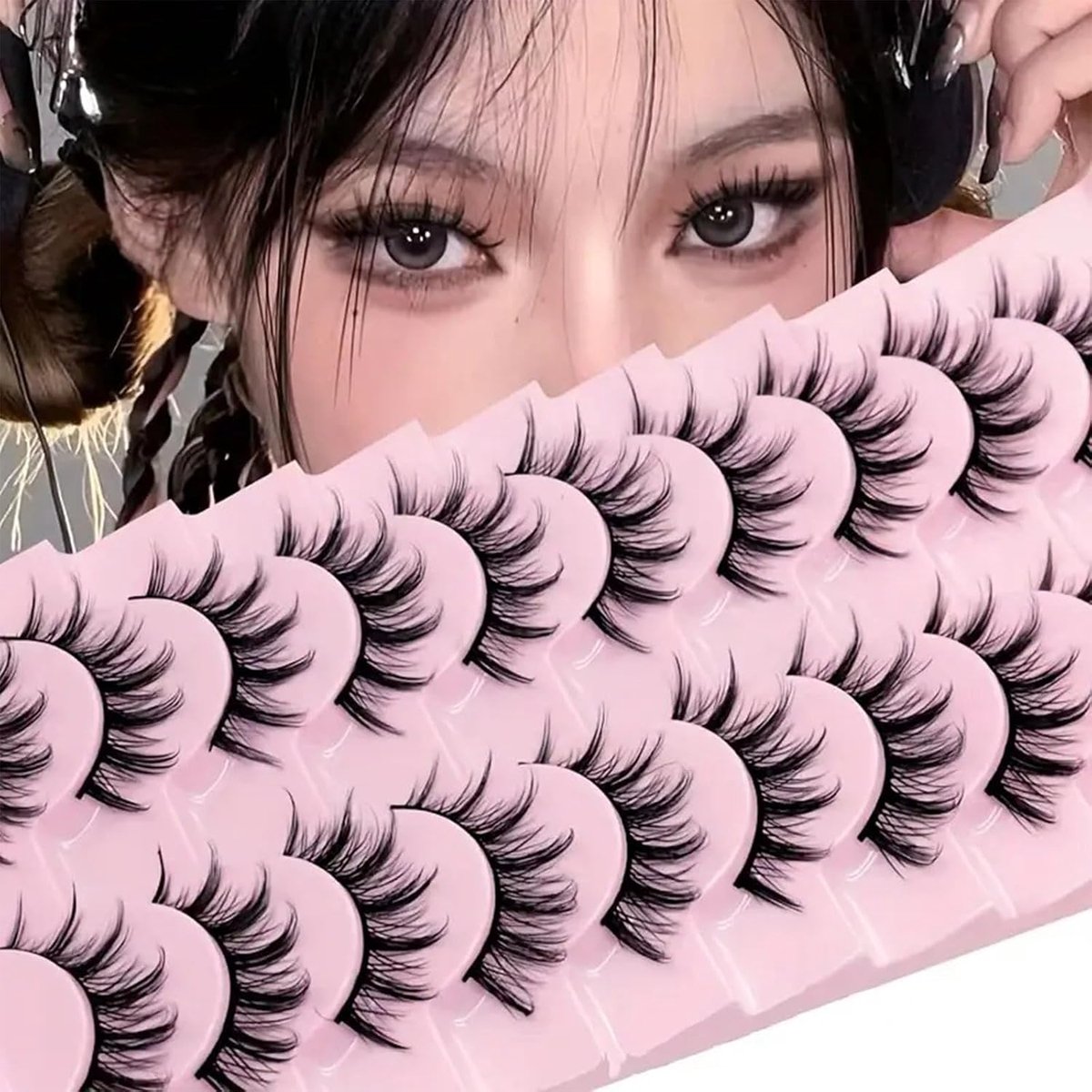 10 paar manga-wimpers, natuurlijke look, Wispy Spiky Anime Lashes voor cosplay en dagelijks gebruik, kunstwimpers, cat - ShopVlot