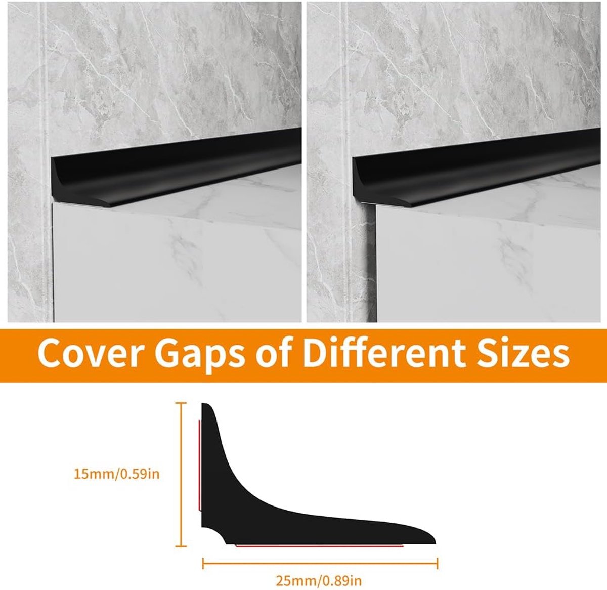 Water Stopper, Shower Door Seal, Kitchen Strip, Worktop, Sound Protection Strip, Silicone, Tub Water Splash Guard - ShopVlot