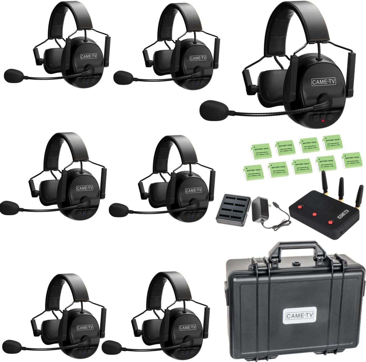 CAME-TV Kuminik8 Wireless Headphones with Intercom, Full Duplex, Range up to 450 m, with Hard Ear Case, Pack of 7 - ShopVlot