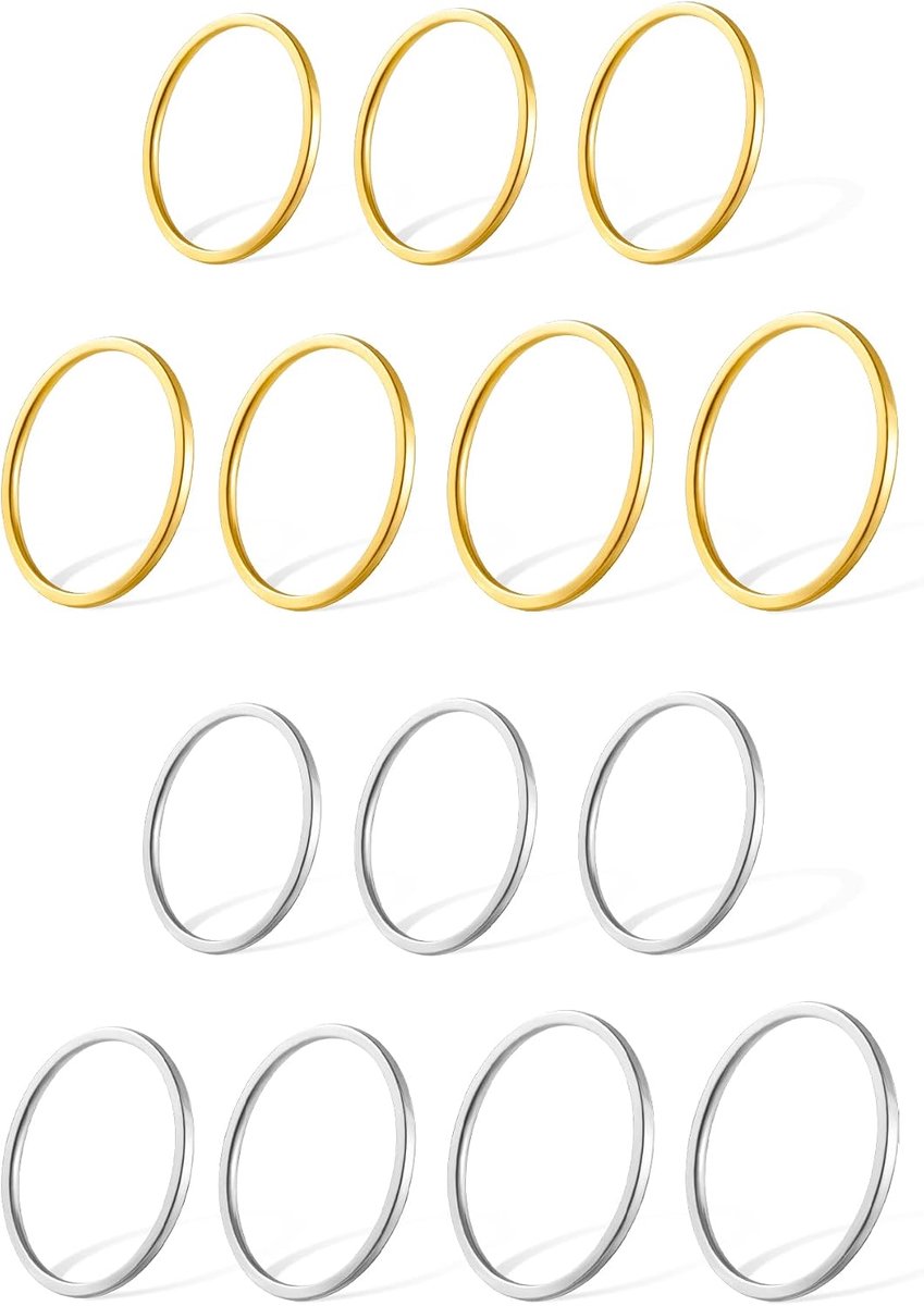 ALEXCRAFT 14 Piece Silver Gold Ring Set for Women Stainless Steel Knuckle Rings Stackable Ring Midi Rings Minimalist - ShopVlot