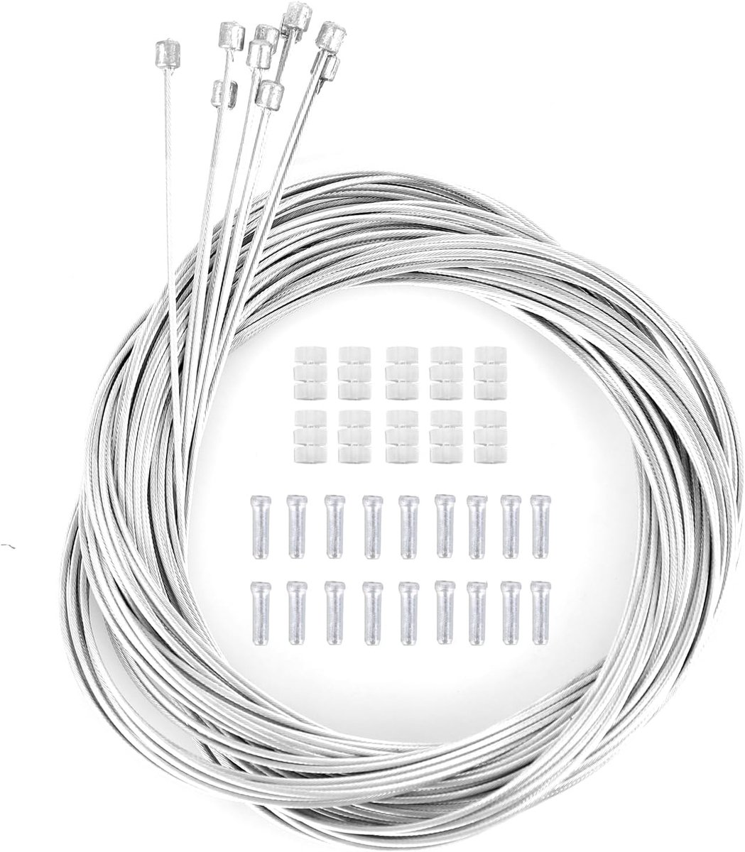 Fiets universele versnelling kabel - staal - met eindkap en accessoires - optimale bescherming van remkabels - ShopVlot