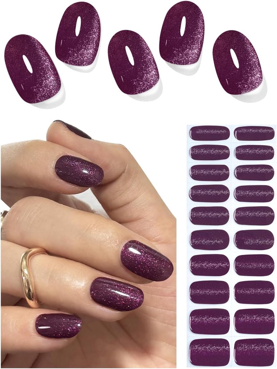 Nagelfolie 20 stuks - moerbei kattenoog - zelfklevend - eenvoudig aan te brengen - ShopVlot
