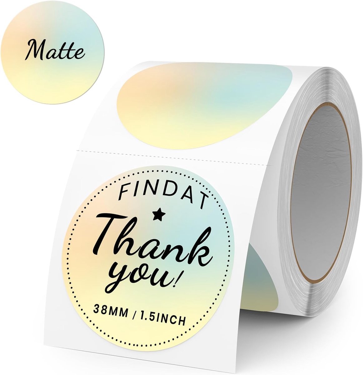 Ronde thermische labels 38mm - Gele gradient - 500 stuks - Perfect voor logo en QR-codes - ShopVlot
