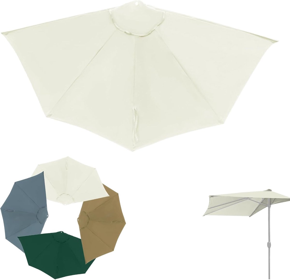 Parasolhoes 2.7m vervangingsdoek - 5 ribben - UV-bestendig - Ideaal voor balkon of terras - ShopVlot
