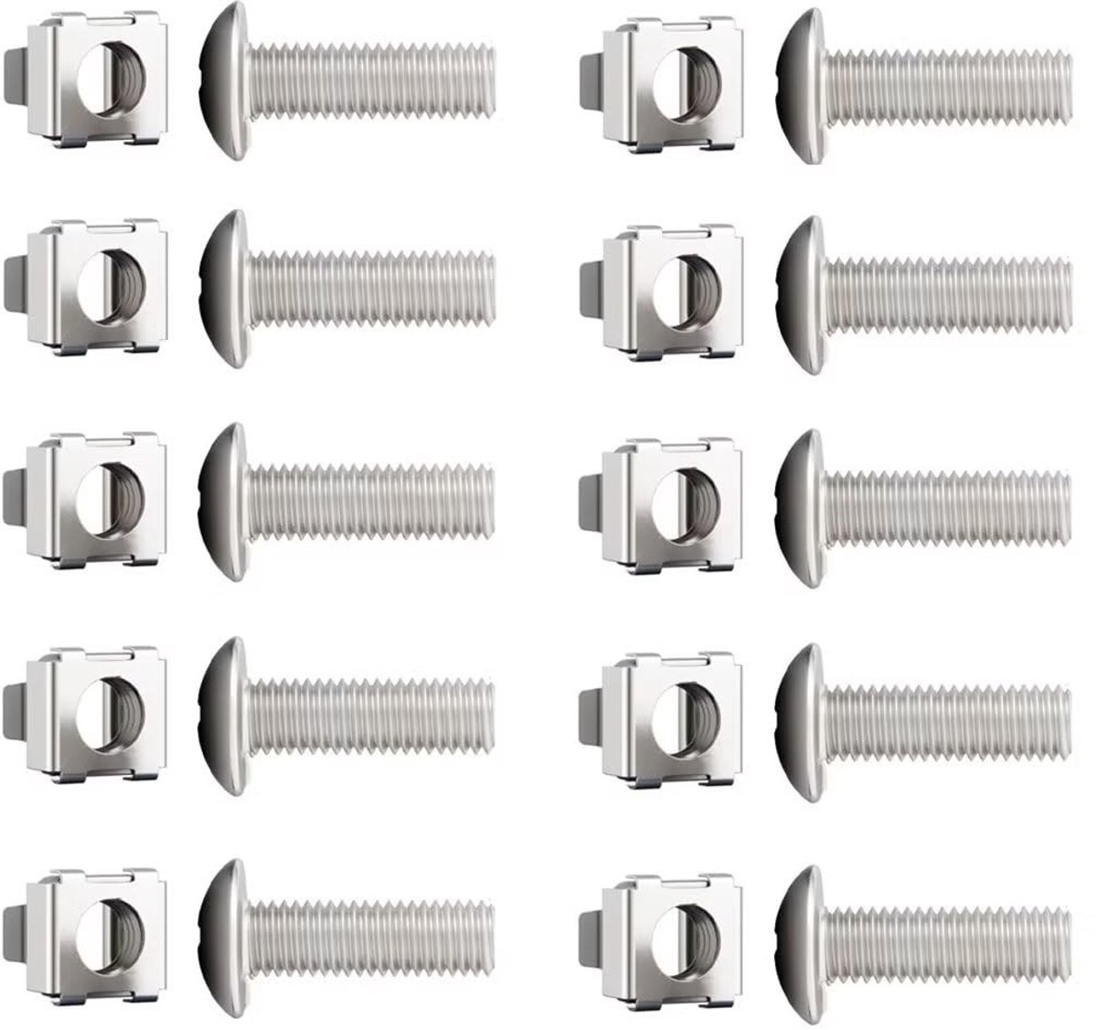 Solidchoice - Set van 10 M6 Cage Nuts en Schroeven voor Serverkasten