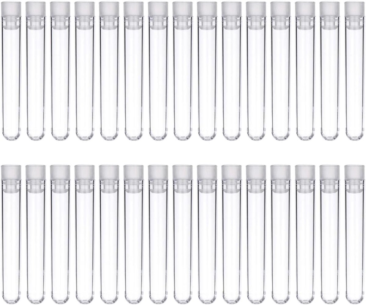SnelShoppen - Set van 30 Transparante Plastic Probuizen met Deksel, 100 x 15 mm Laboratorium Probuizen voor Wetenschappelijke Experimenten