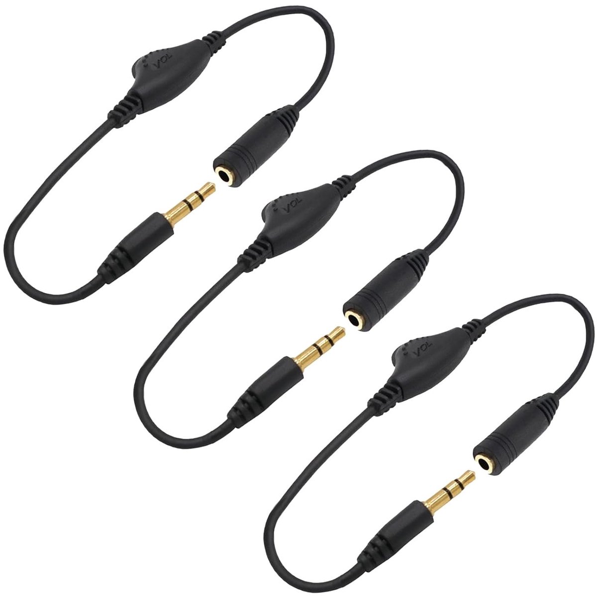 Stereo audio extension kabel 3,5 mm - met volumeregeling - hoge geluidskwaliteit - perfect voor hoofdtelefoons - ShopVlot