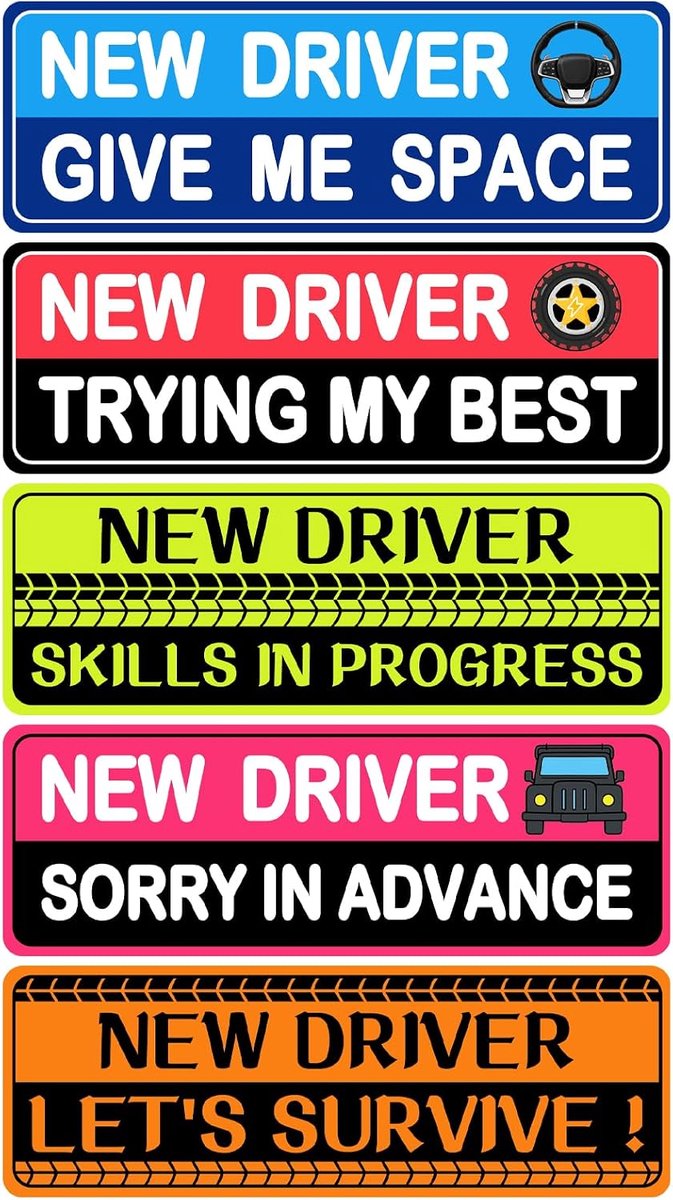 Magnetische stickers voor auto's - pack van 5 - opvallend ontwerp - veilige afstand voor beginnende bestuurders - ShopVlot