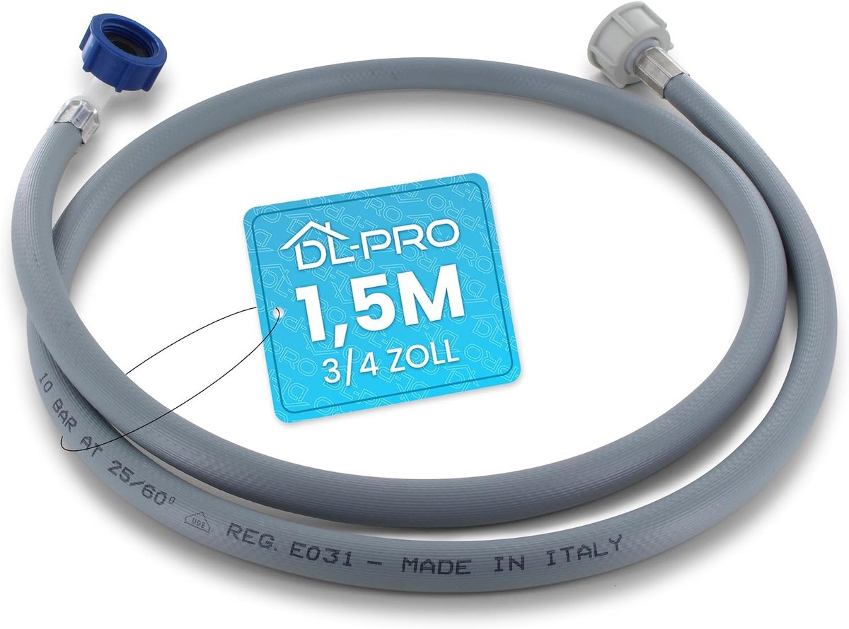 Inlaatwaterslang 1,5m - 3/4 Inch - rechte/90° aansluiting - ideaal voor wasmachines en vaatwassers - ShopVlot