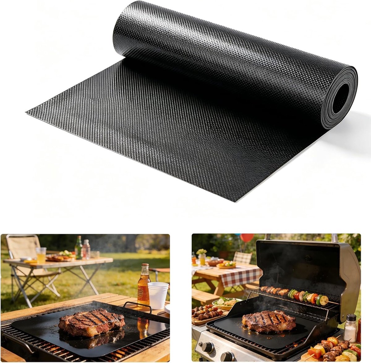 Grillmat voor gasbarbecue 40 x 260 cm - Teflon coating - herbruikbaar - vetdicht en anti-aanbak - ShopVlot