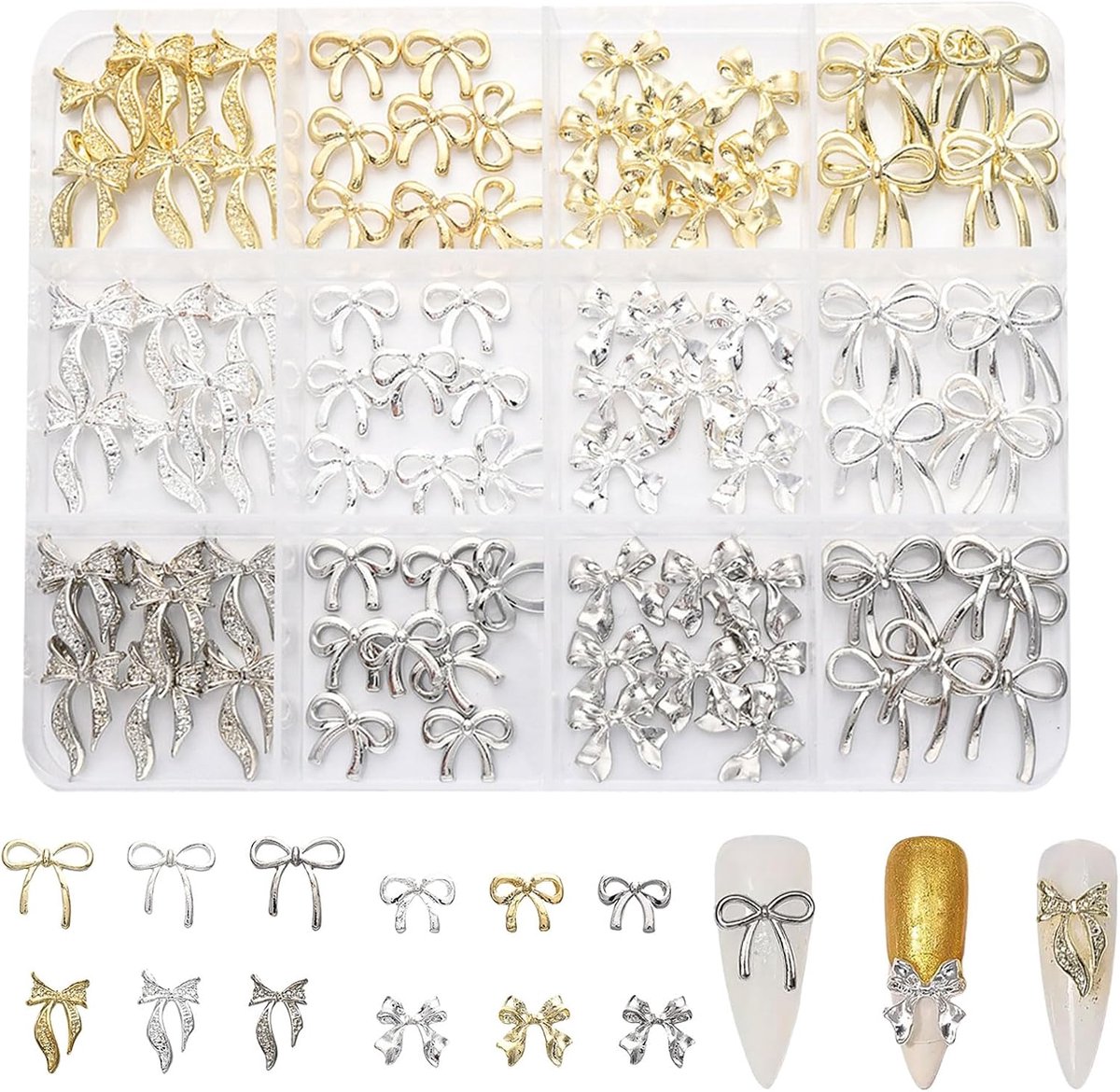 Nail Art Decoratie - 3D Strik Nagel Sieraden - Metaal Legering Goud Zilver - Voor Creatieve Nagelontwerpen - ShopVlot