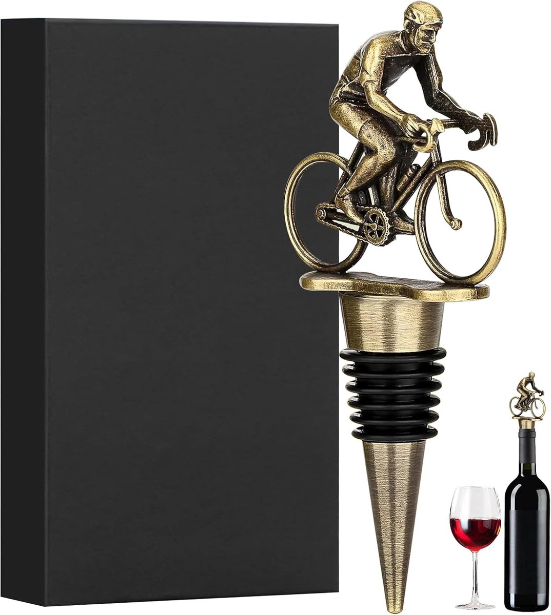 Wijnfles sluiting fietsdesign - Gouden wijnflesdop - Leuk cadeau voor fietsers - Begin gesprekken met wijnliefhebbers - ShopVlot