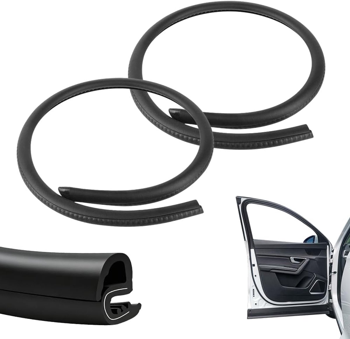 B-kolom autodeur afdichtstrips 2 stuks - rubber - wind- en geluidsdicht - bescherming voor auto - ShopVlot