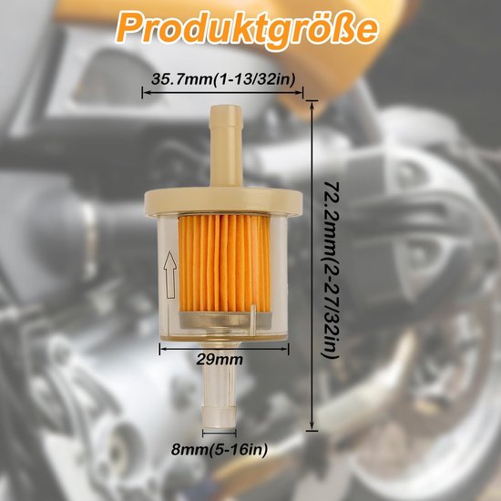 Benzinefilter 8mm - Universeel voor Motorfiets, Grasmaaier en Scooter - Effectieve Bescherming tegen Vuil - ShopVlot — afbeelding 2
