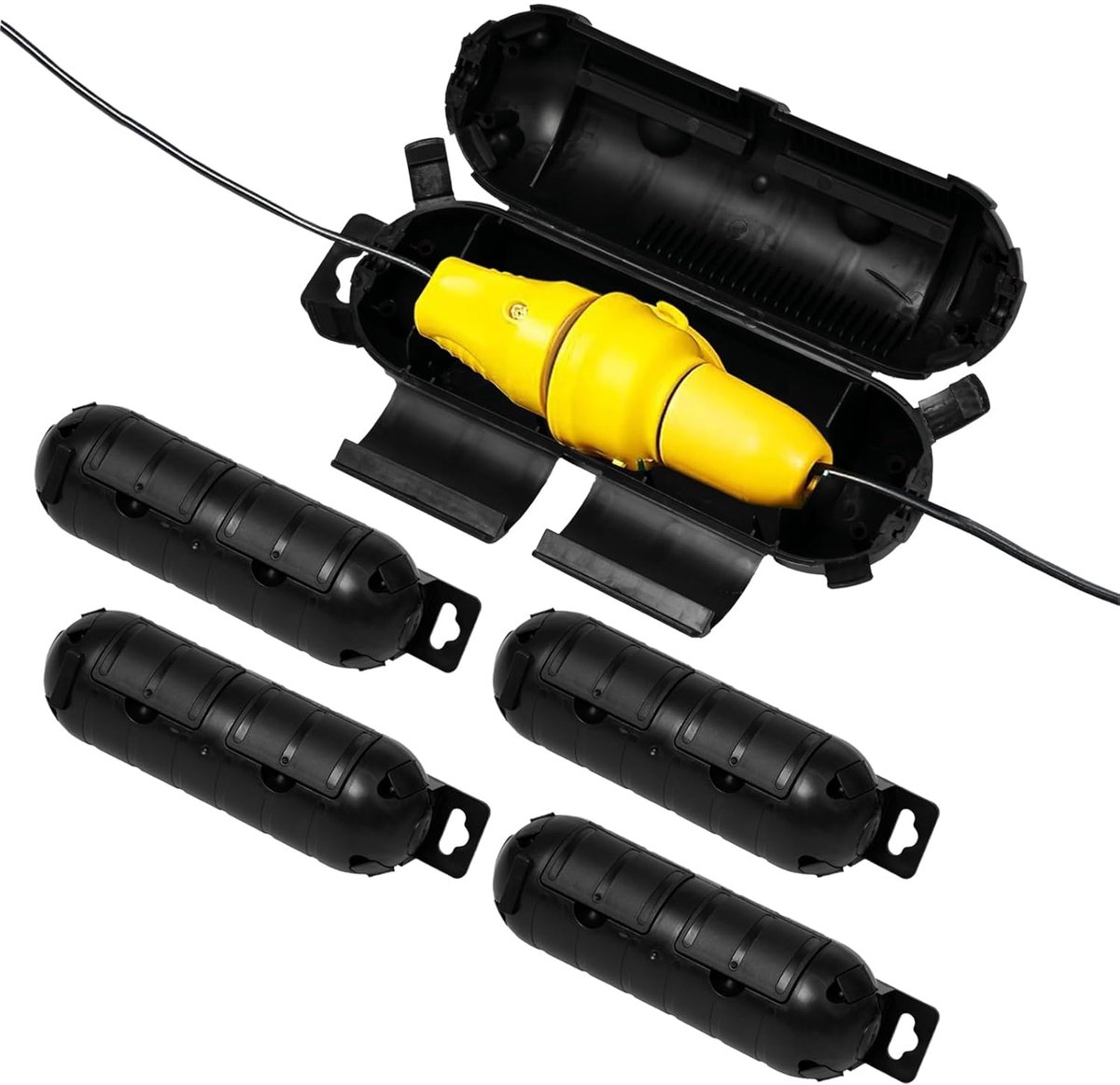 Waterdichte kabeldoos 23 x 7 cm - zwart - IP44 bescherming - ideaal voor buitengebruik - ShopVlot