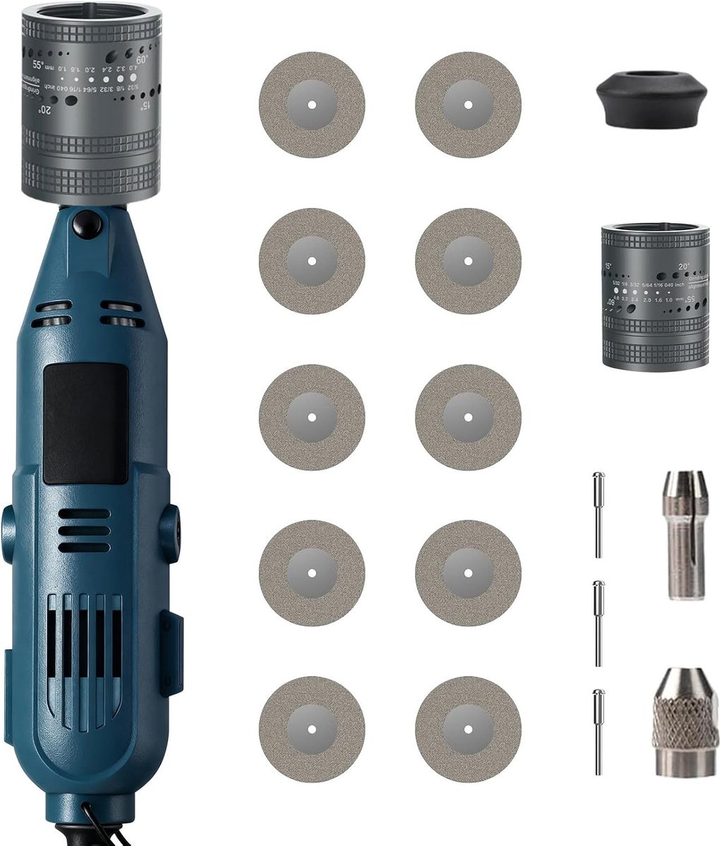 260W electrode slijper - voor TIG lassen - 6 maten, 8 hoeken - compleet slijpset met diamantwielen - ShopVlot