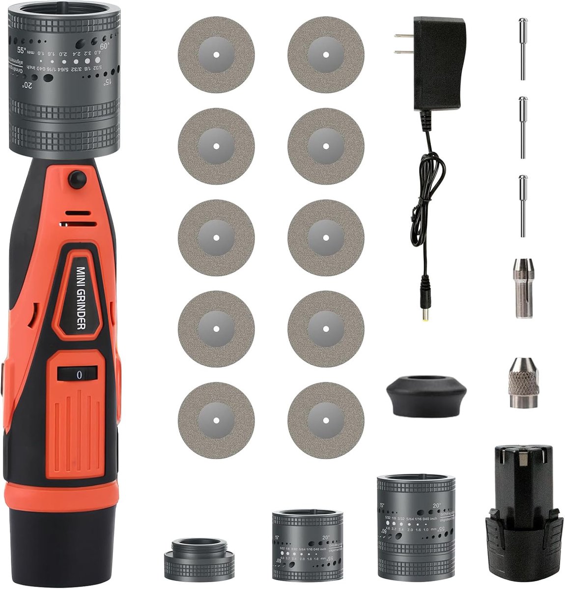 SnelShoppen - Elektrode Slijper voor WIG Lassen, Tungsten Elektrode Slijper Set voor TIG Lassen, 6 Maten, 8 Hoeken, WIG Slijpopstelling met Vlakke Sli
