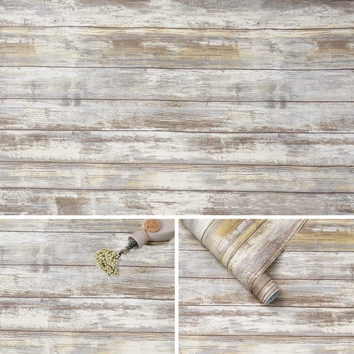 Zelfklevende folie 90cm x 3m - grijs houtlook - decoratieve vinyl voor meubels - eenvoudig aan te brengen - ShopVlot