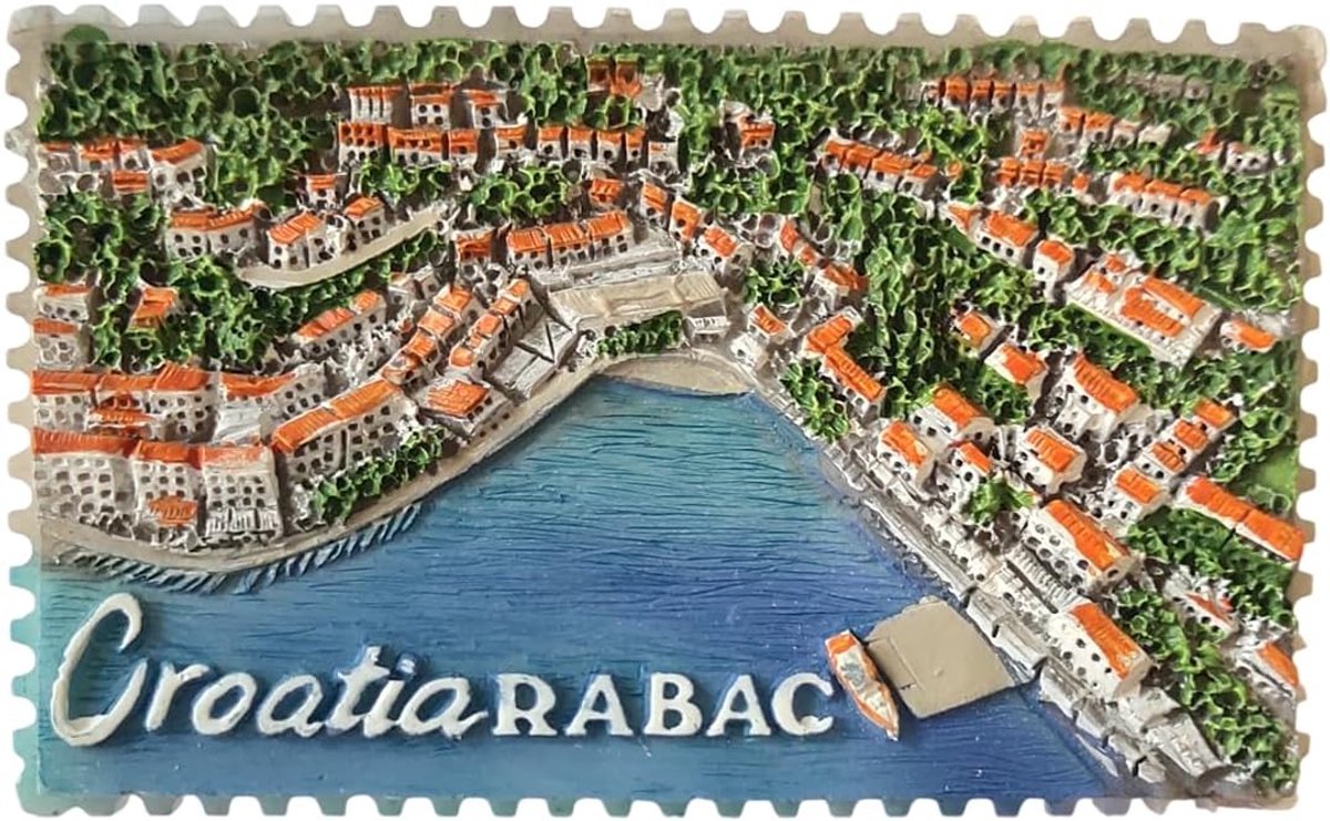 Koelkastmagneet Kroatië Rabac - panorama baai postzegel - 3D-magneet souvenir - decoratie voor koelkast - ShopVlot