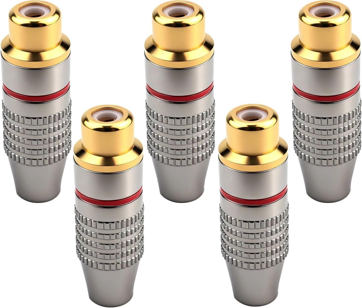 RCA soldeeraansluitingen pack van 5 - verguld - cinch plug adapter - ideaal voor multimedia - ShopVlot
