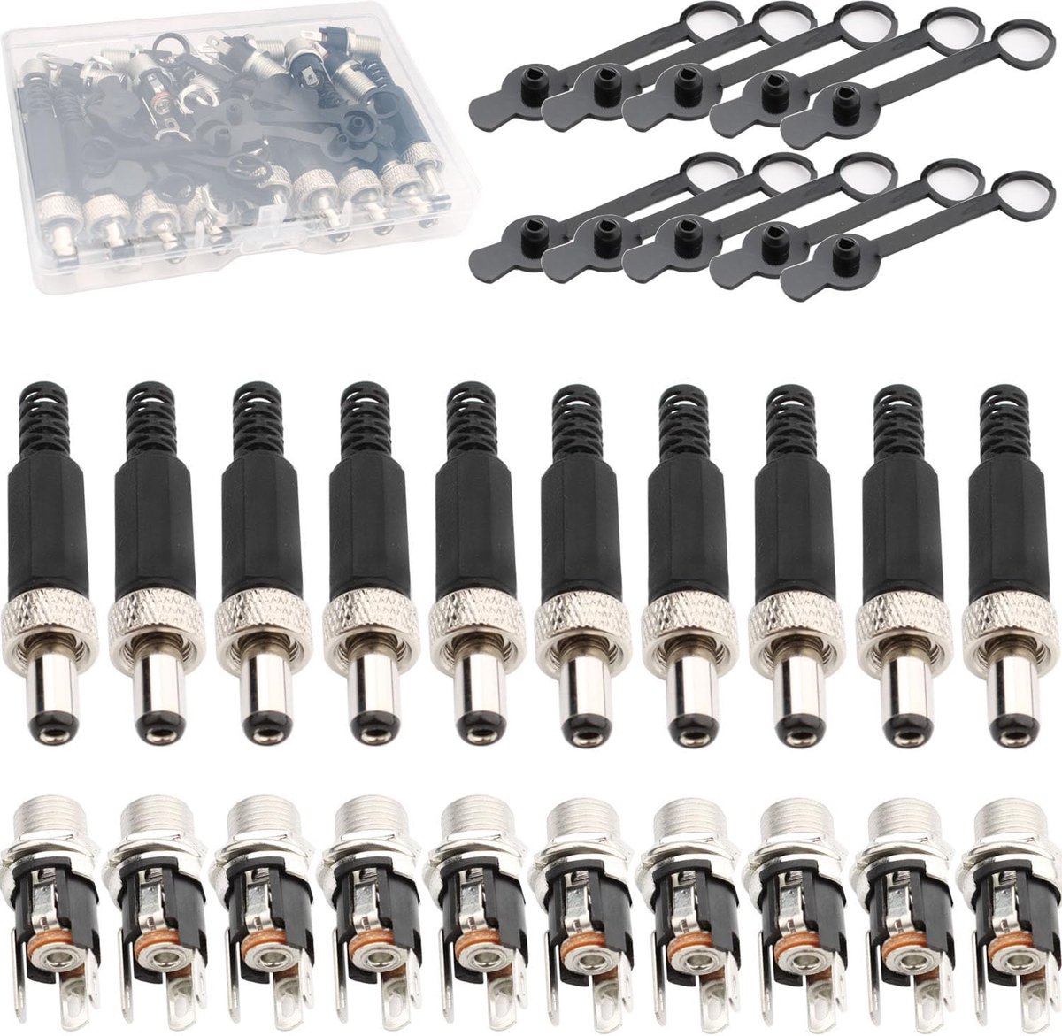 SnelShoppen - 10 Stuks 5.5 x 2.5mm DC Voedingsconnector, Waterdichte Barrel Connector, Paneelmontage, Voor CCTV Beveiligingscamera, Audiovisuele Appar