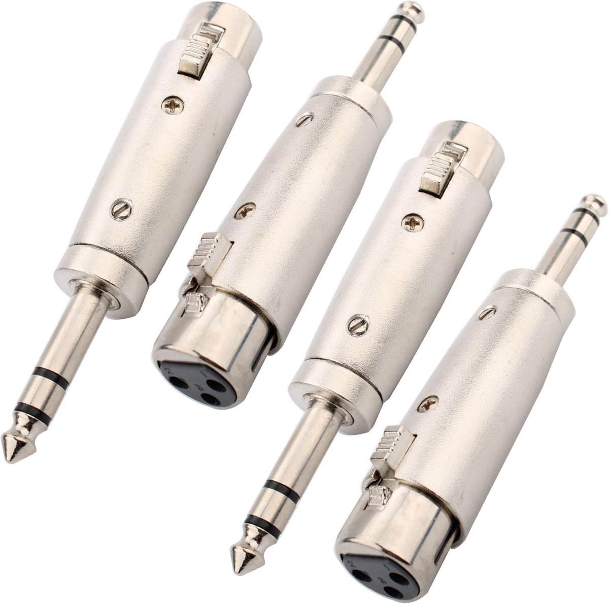 XLR naar 6.35mm TRS jack adapter - 3-pins XLR naar 6.35mm stereo - 4 stuks - voor microfoon en mixer - ShopVlot
