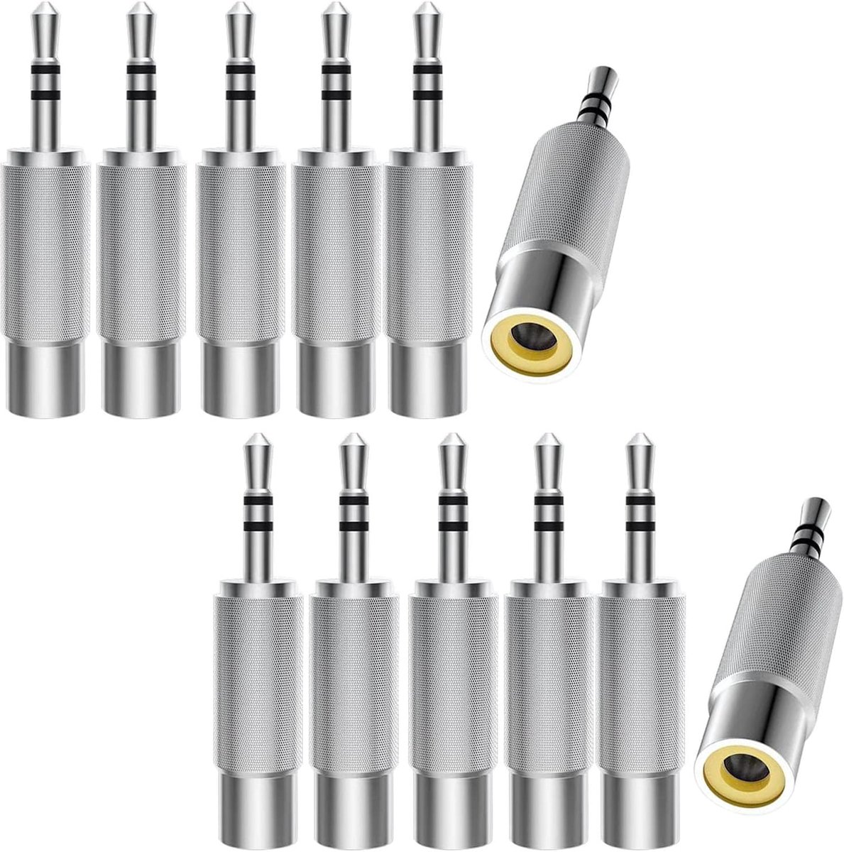 Audio adapter 3.5mm TRS naar RCA - 12 stuks - nickel-plated - ideaal voor audioverbindingen - ShopVlot