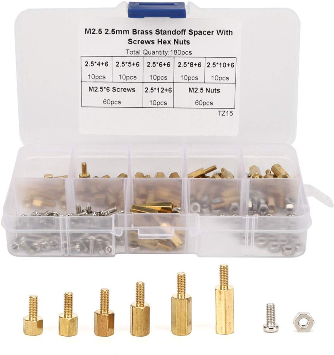 Spacer set 180Pcs M2 M2.5 M3 - carbon staal - hoge hardheid - ideaal voor elektronica - ShopVlot