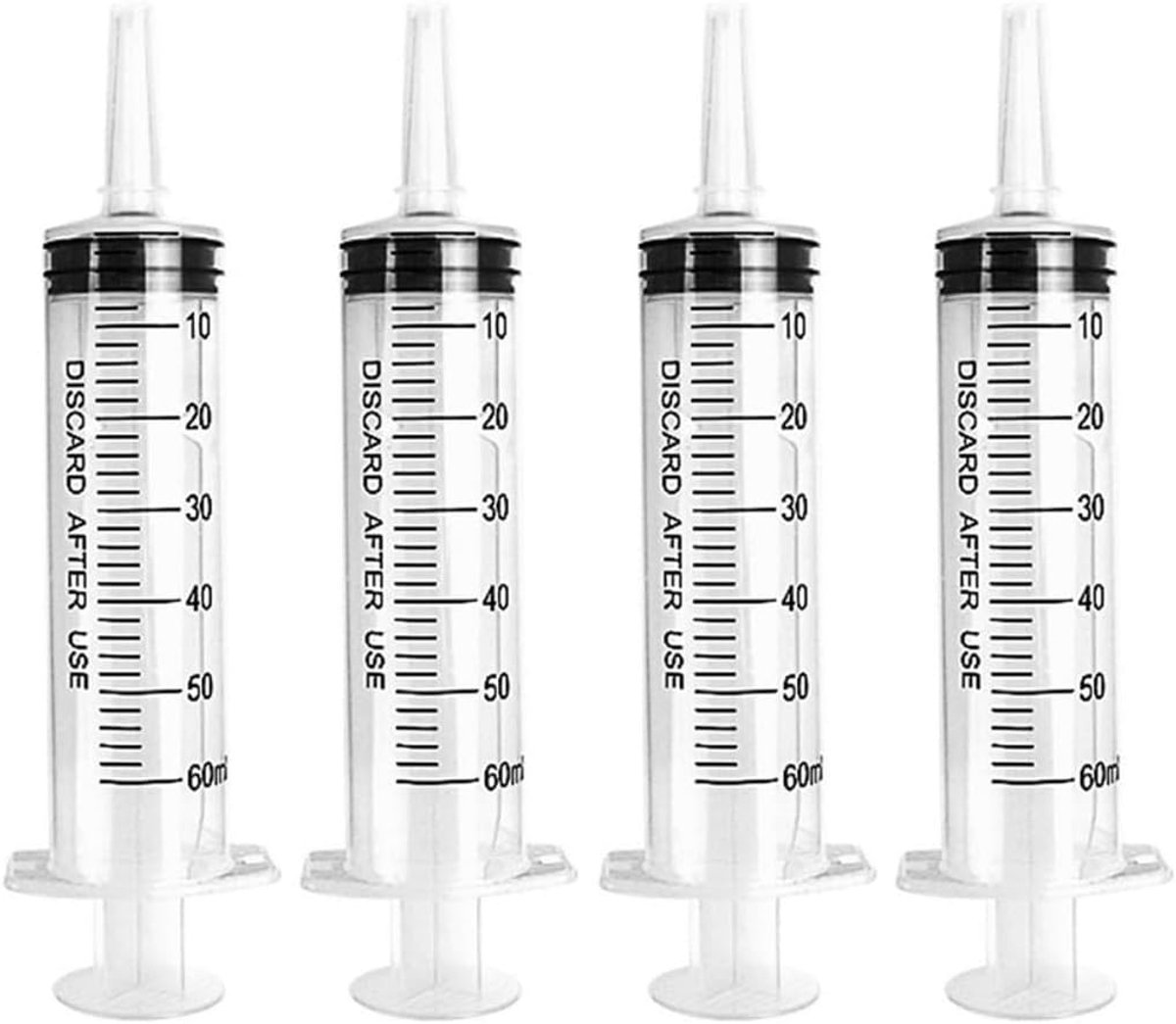 spuit 60 ml - kunststof - set van 4 - ideaal voor dierenvoeding en plantenirrigatie - ShopVlot