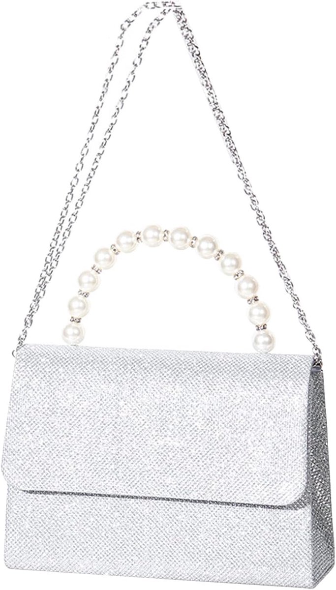 Dames Glitter Handtas Zilver - Clutch Tas - Elegante Bruidsaccessoire - Perfect voor Feesten - ShopVlot