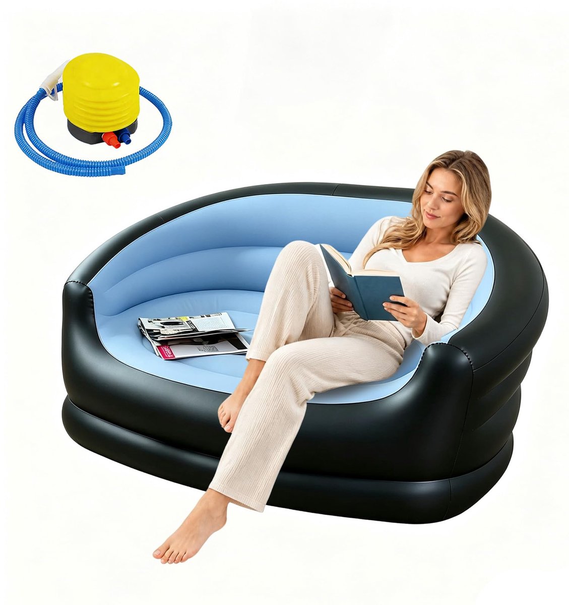 Opblaasbare bank 2-zits - waterdicht - met rugleuning - ideaal voor camping en buitengebruik - ShopVlot