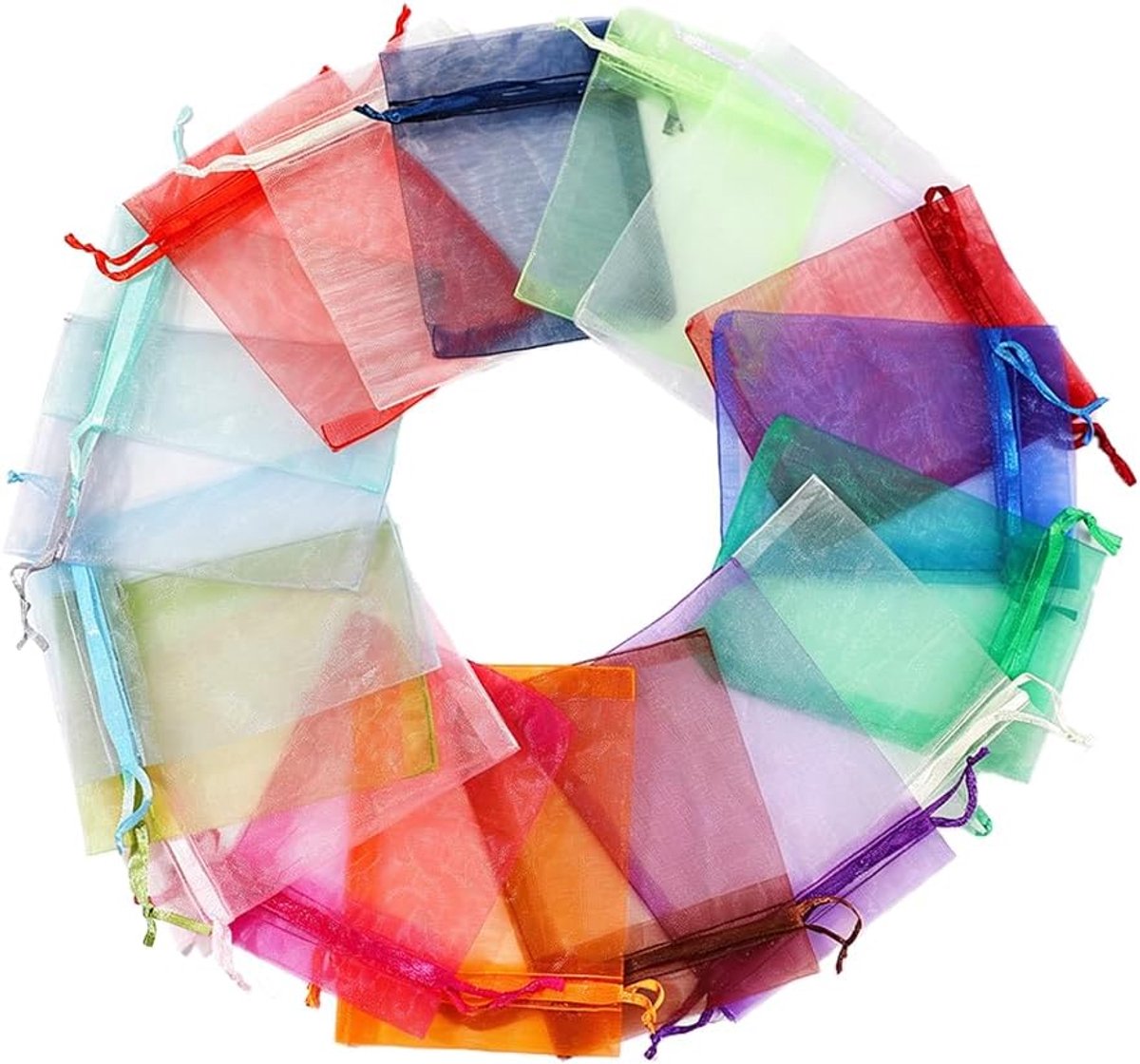 Organza geschenkzakjes - veelkleurige zakjes met trekkoord - veilig voor sieraden - perfect voor bruiloften en feestjes - ShopVlot