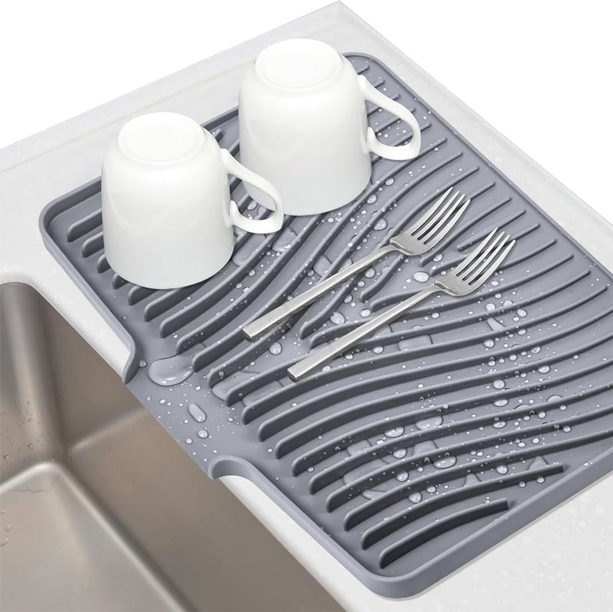 Silicone drip mat, 40 cm x 33 cm, non-slip and heat-resistant, for worktops and kitchen sinks - ShopVlot