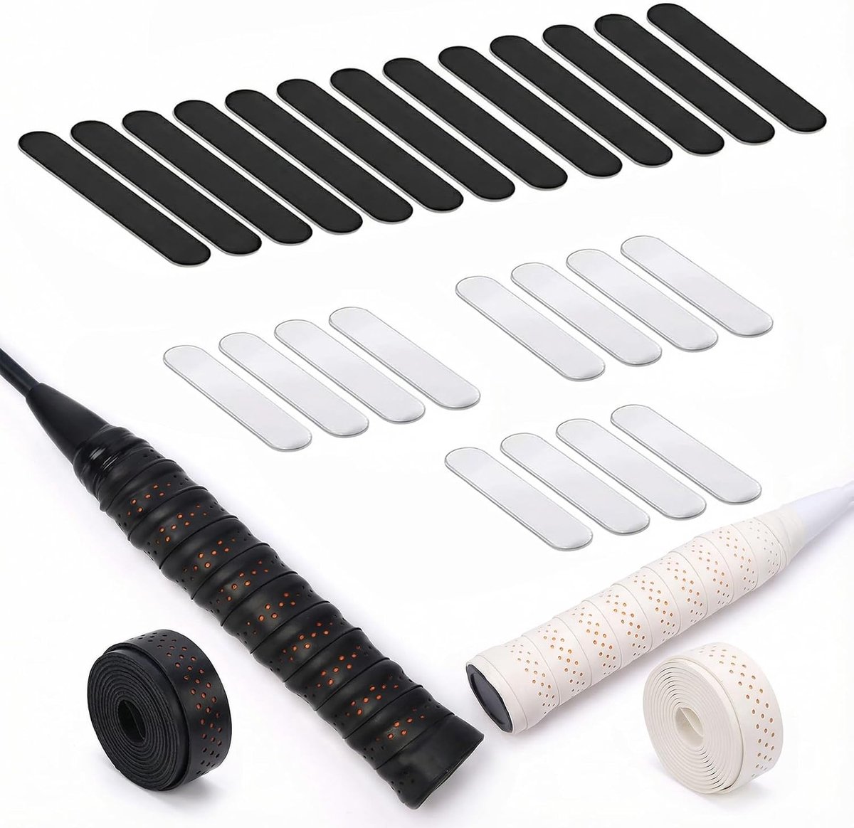 26 Pieces Lead Tape & Grip Tape Set, 24 x 3g Adhesive Lead Tape & 2 x Non-Slip Overgrip, for Pickleball Paddle, Tennis - ShopVlot