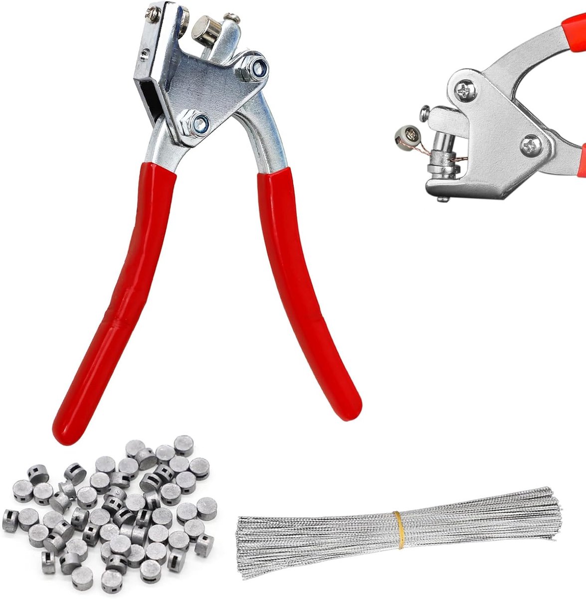 Lead Ploms Petrol Pliers Set of Steel with 80 Pieces Seal Wire (170 mm), 40 Seals (10 mm), 40 Seals (8 mm), for Gas - ShopVlot