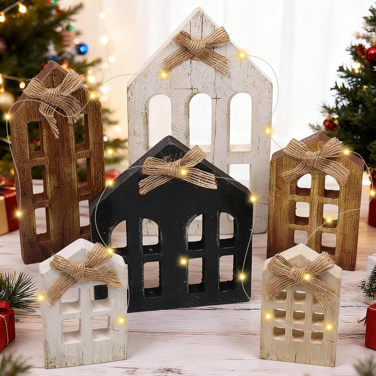 LED Wooden Christmas Decorations, Decorative Stand for Christmas, LED Home Decorations, Desk Christmas Decoration - ShopVlot