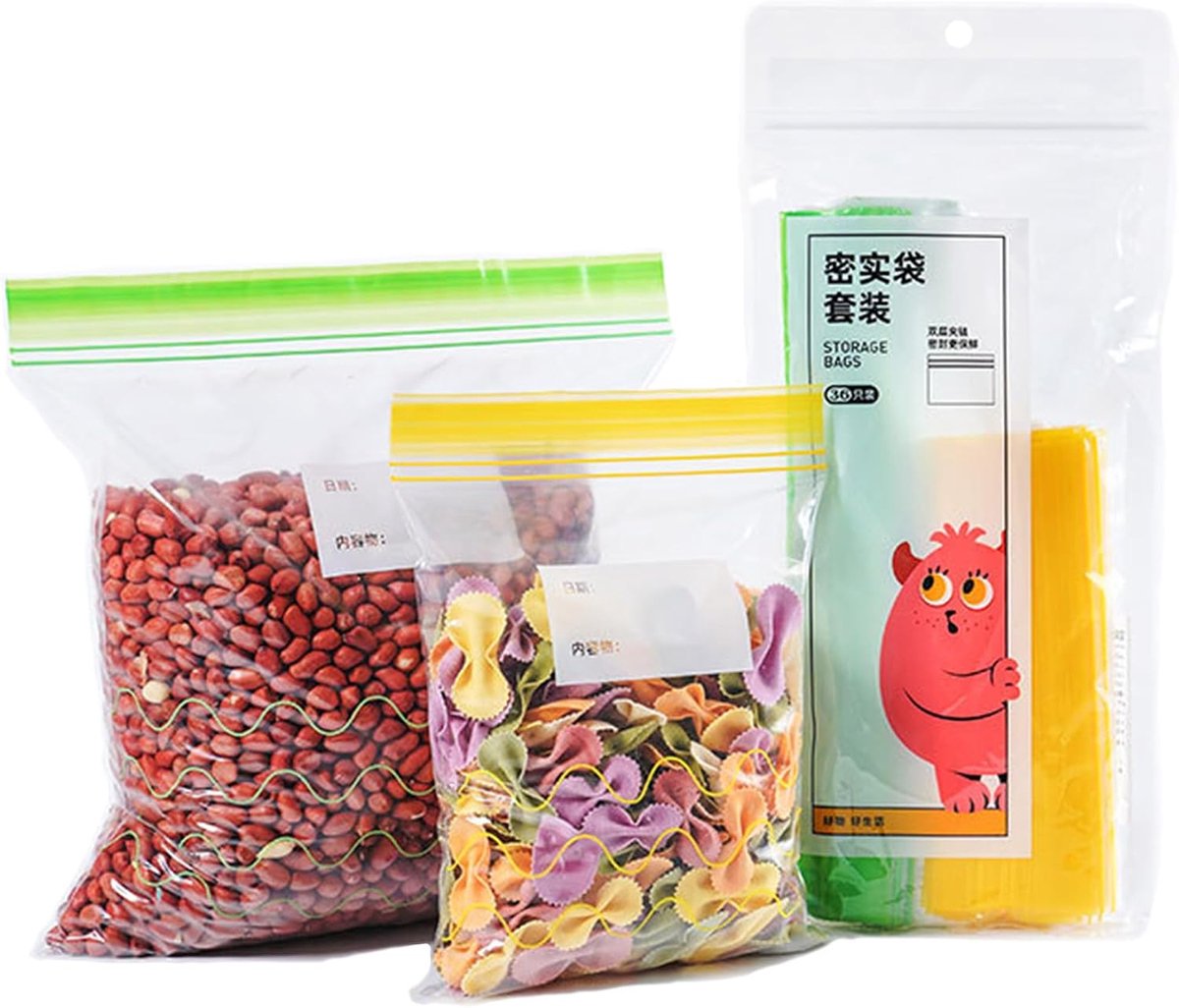 Freezer Bags with Sliding Closure, Food Storage Bags, Pack of 36, Freezing Bags, Reusable, Keep Your Food Fresh and - ShopVlot