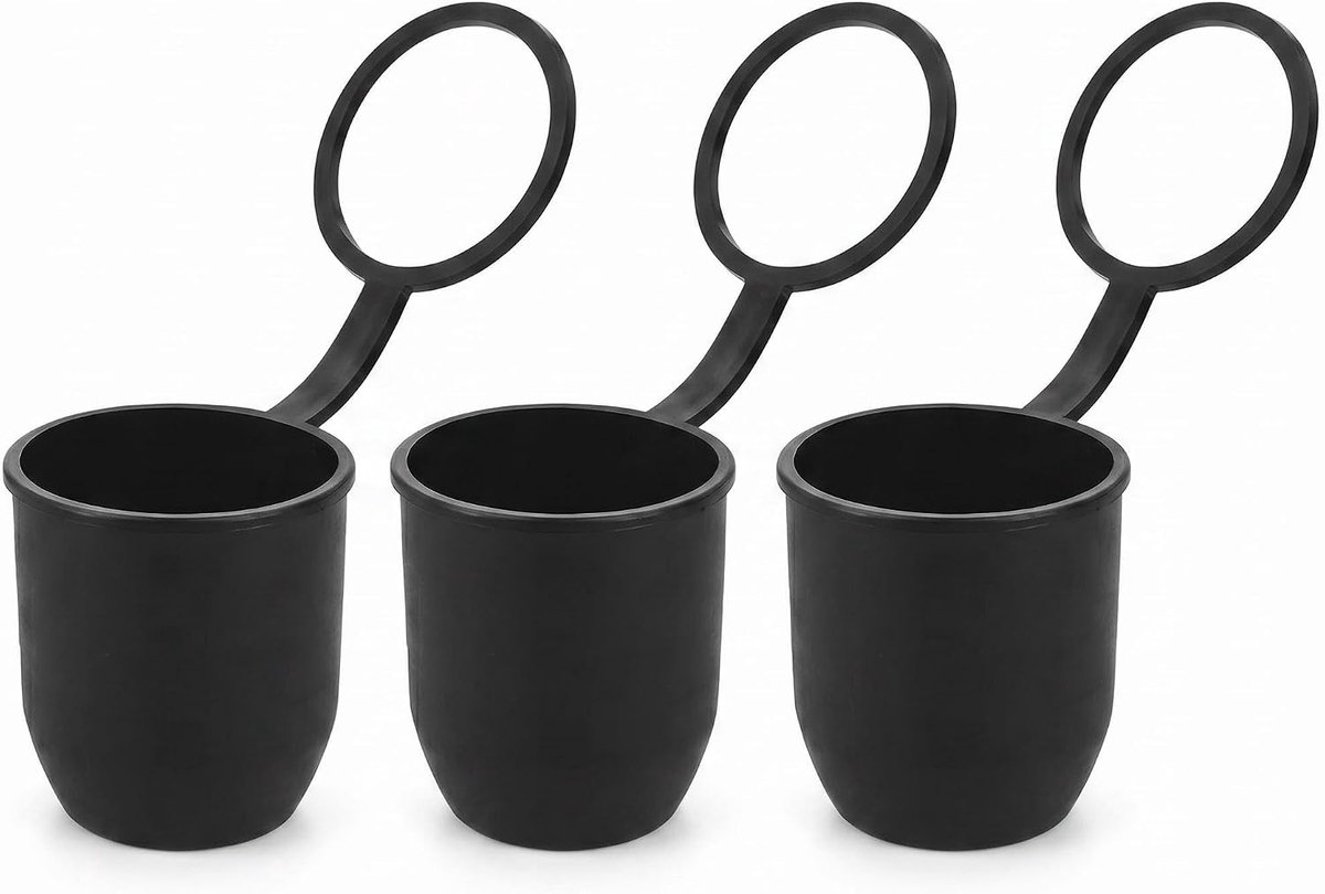 Set van 3 trekhaakafdekkingen, beschermkap, trekhaakafdekking en trekhaakkap, kogelkopafdekking met borgring, zwart - ShopVlot