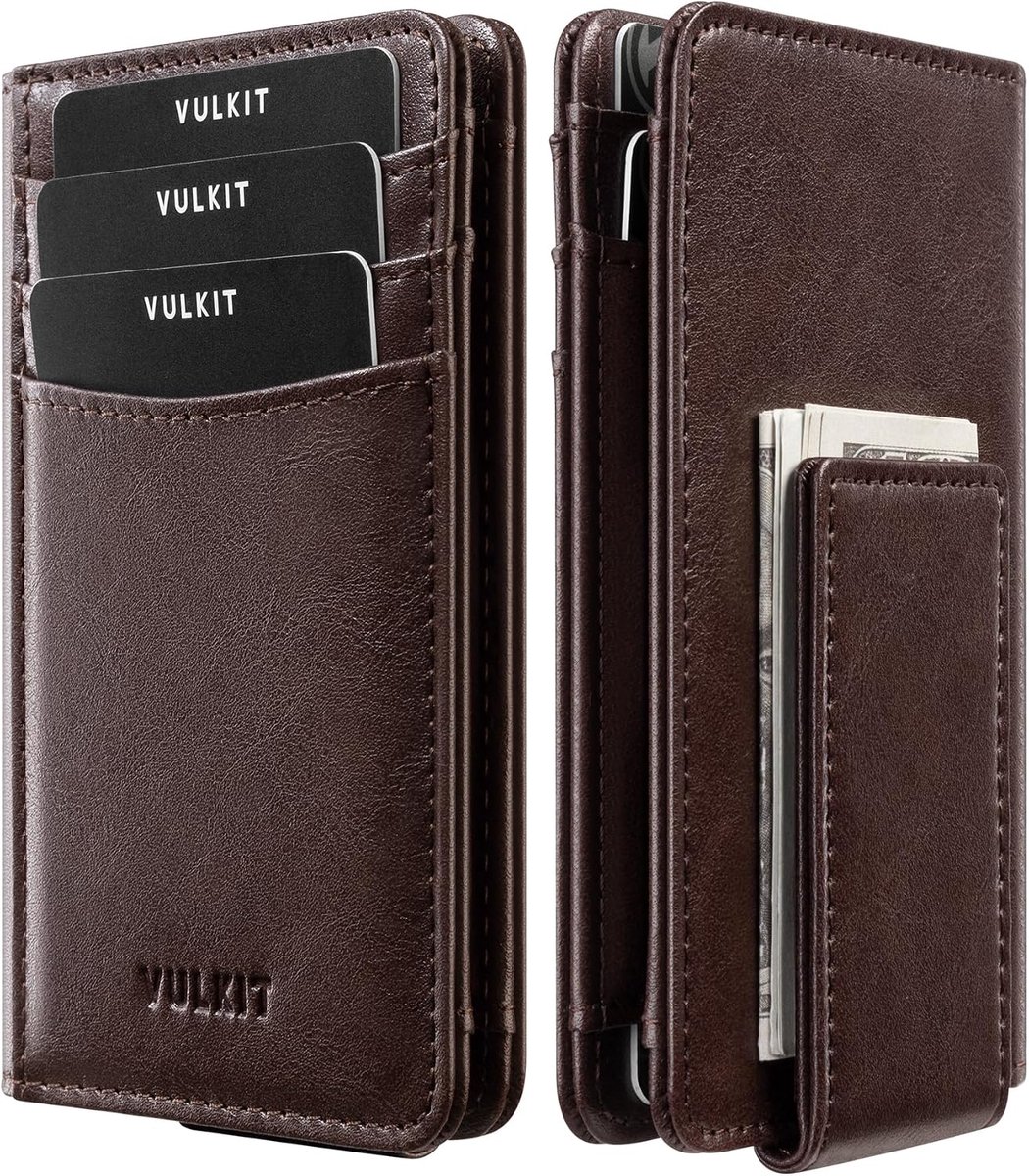 VULKIT Magnetic Closure Bifold Slim Wallet for Men RFID Blocking, Leather Minimalist Wallet Holds 11 Cards with - ShopVlot