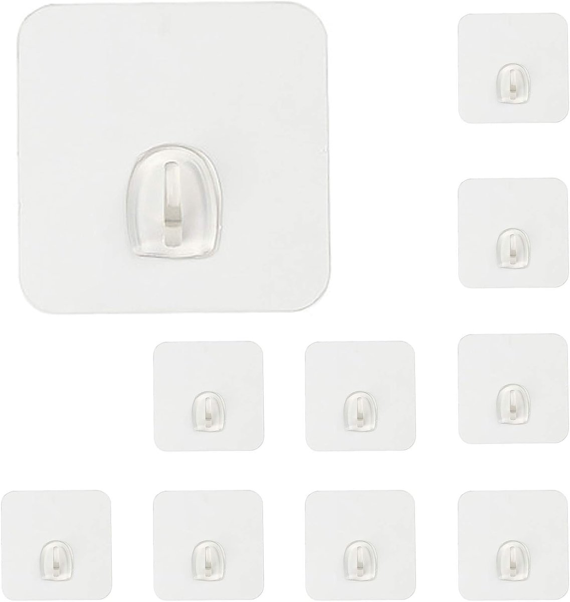 10 * PCS Transparent Hooks Plastic Reusable Seamless Without Drilling Self Adhesive Coat Multifunctional Waterproof - ShopVlot