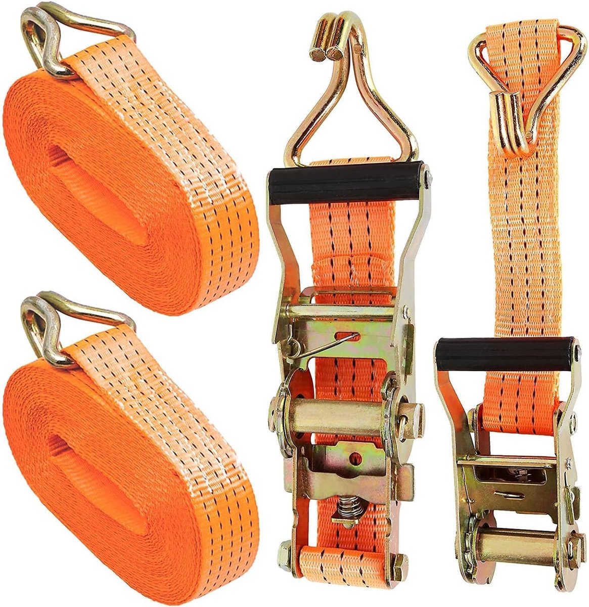 2pcs 3000kg 6m Lashing Straps with Ratchet, Ratchet Strap Lashing Straps with Hook, 3t Heavy Duty Lashing Strap for - ShopVlot