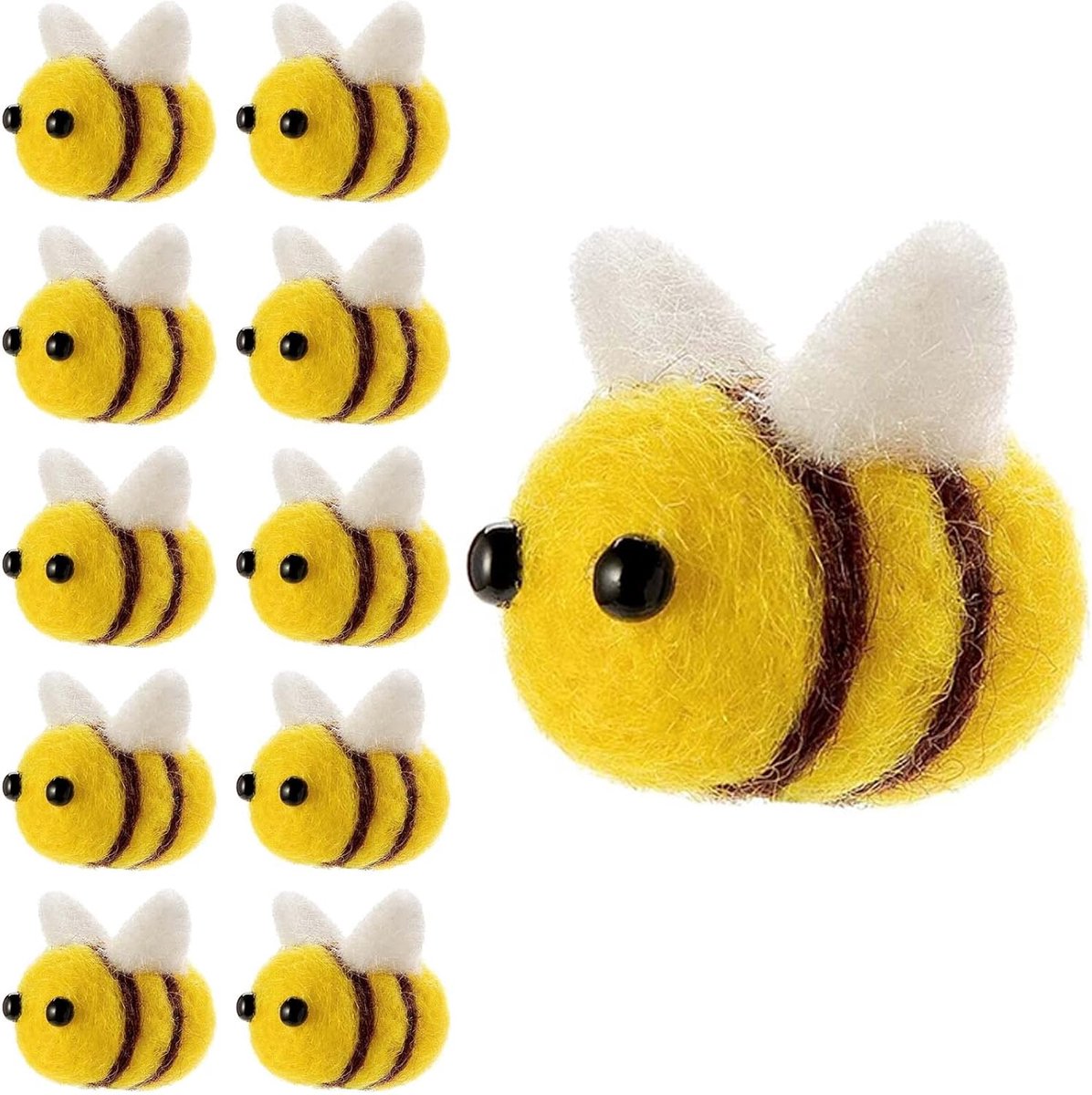 YIEUR 10pcs Bee Blanket Wool, Mini Bee Decoration, Felt Bee Figurines, Small Bee Figurines, Scattered at Felt Bee - ShopVlot