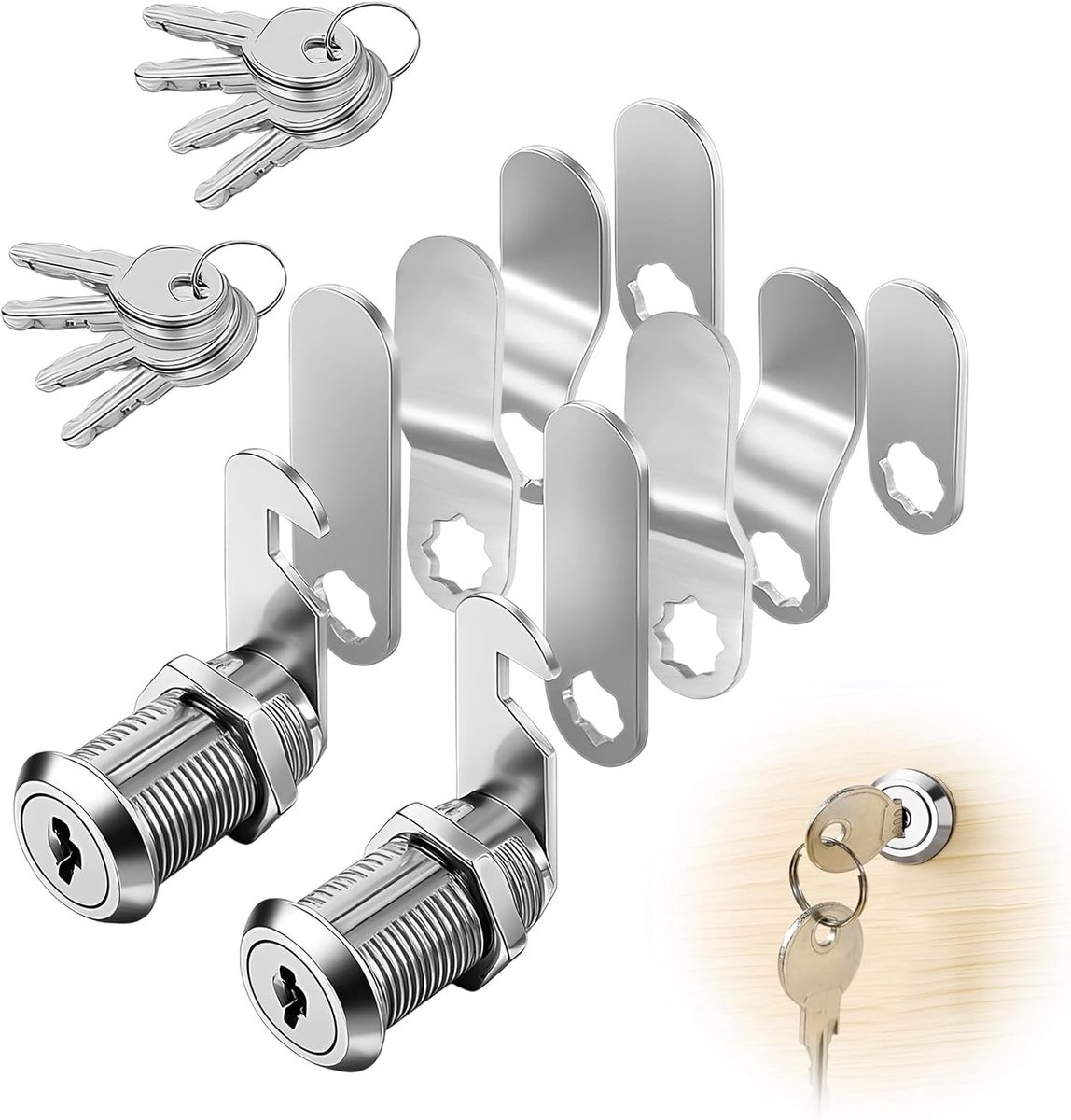 2 Pcs Mailbox Lock with 5 Lock Plates and 5 Keys, Zinc Alloy Safety Lock for Mailbox, Locker, Drawer, Tool Box - ShopVlot