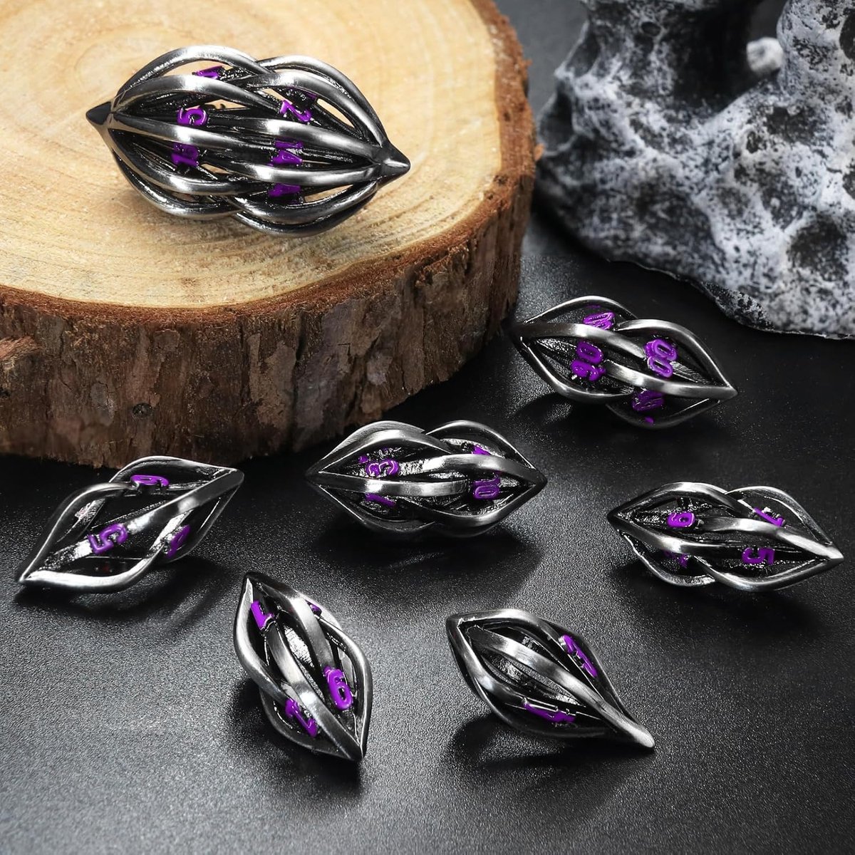 DND Dice Set Dungeons and Dragons, D&D Dice 7Pcs/Set ZHOORQI Metal Polyhedral Dice Set for Role Games, The Arcanum - ShopVlot