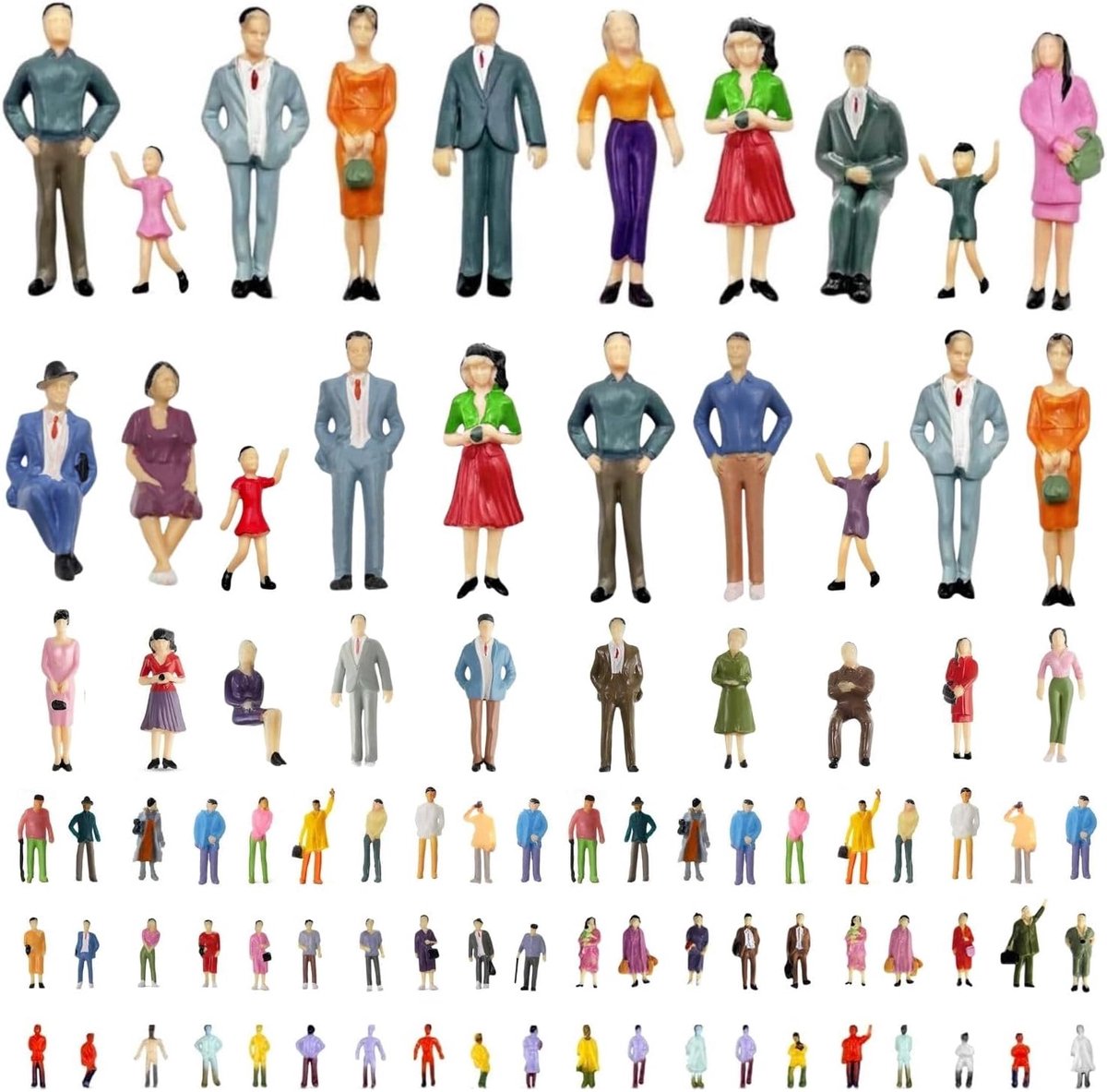 VICDUEKG 80 stuks miniatuurfiguren, verschillende posities, beschilderde modelfiguren voor modelbouw, schaal 1:25 - ShopVlot