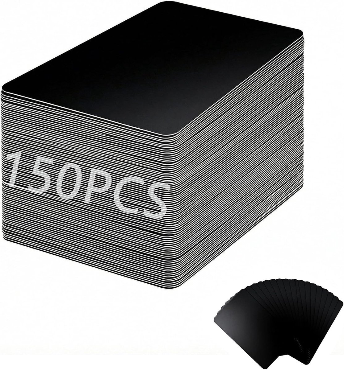 Pack of 150 black aluminium business cards, metallized business cards, 86 x 54 x 0.2 mm, suitable for inkjet and laser - ShopVlot