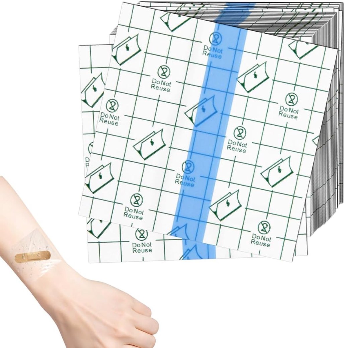 100 stuks transparante folie, waterdicht en hypoallergeen, fixeerpleisters, tattoo-bandage, voor polsen, schouders - ShopVlot