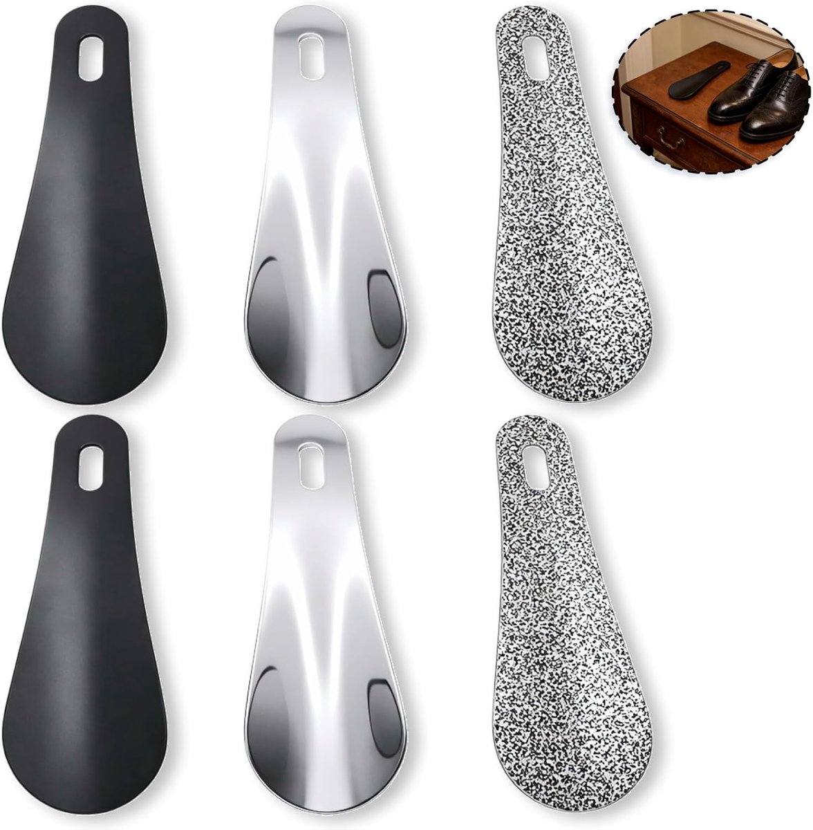 6 stuks mini-schoenlepel van metaal, 10 cm, compact en draagbaar, van roestvrij staal, voor mannen, vrouwen en - ShopVlot