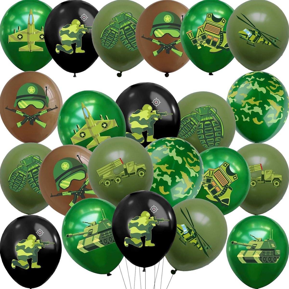 Doyomtoy Camouflage verjaardagsdecoratie, ballonnen, camouflage, verjaardagsballonnen, feestdecoratie - ShopVlot