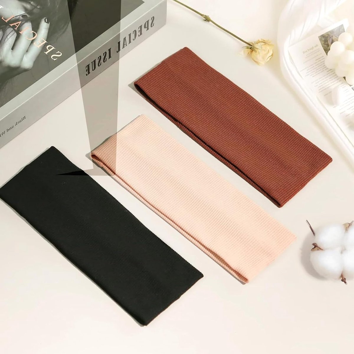 Pack of 3 women's hair band cosmetics, sweat and non-slip, polyester material, suitable for washing sports, makeup - ShopVlot